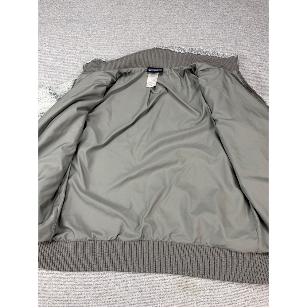 Patagonia Los Gatos Full Zip Fleece Jacket Womens Medium Grey White Bomber Mock - Picture 4 of 13